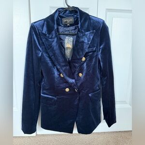 Choklate Paris Blue Velvet Blazer with Gold Accents, new with tags